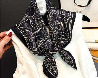 Floral Boho 68cm 100% Silk Square Scarf, Women's Scarf, Fashion Scarf, Bandana, Headband, Scrunchie, Bag Accessory, Gift Idea