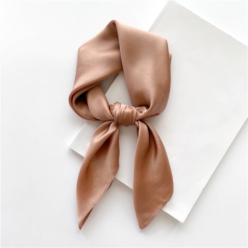 Solid Plain Color 68cm Silk Scarf, Women's Scarf, Fashion Scarf, Bandana, Headband, Scrunchie, Gift Idea, Virginia Blossoms Plain Color zdjęcie 7