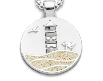 Pendentif "Pilsum Lighthouse" en argent sterling avec sable de plage