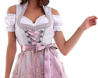 ZMK Dirndl Grau- Oktoberfest-Tachten Kleid 3-Teiler Gr. 34 bis 52