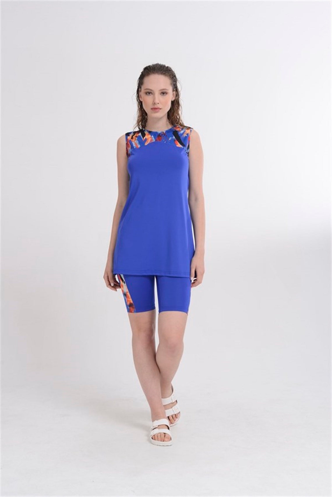 Modest Swimwear Semi Covered Swimsuit Long Swimwear Etsy