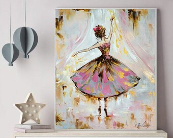 Ballerina Art Print Ballet Dancer Wall Art Canvas Pink Girly Prints Ballerina Poster Girly Wall Art Dancing Decor Little Girl Art Print