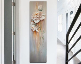 Long Vertical Art Print Rose Flower Wall Art Stairwell Wall Decor Abstract Flowers Art Prints Tall Wall Decor Narrow Wall Art Rose Art Print