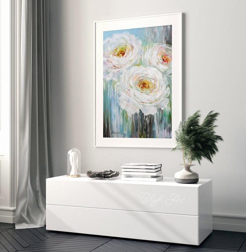 Abstract Flowers Wall Art Roses Print Large Flower Printable Etsy