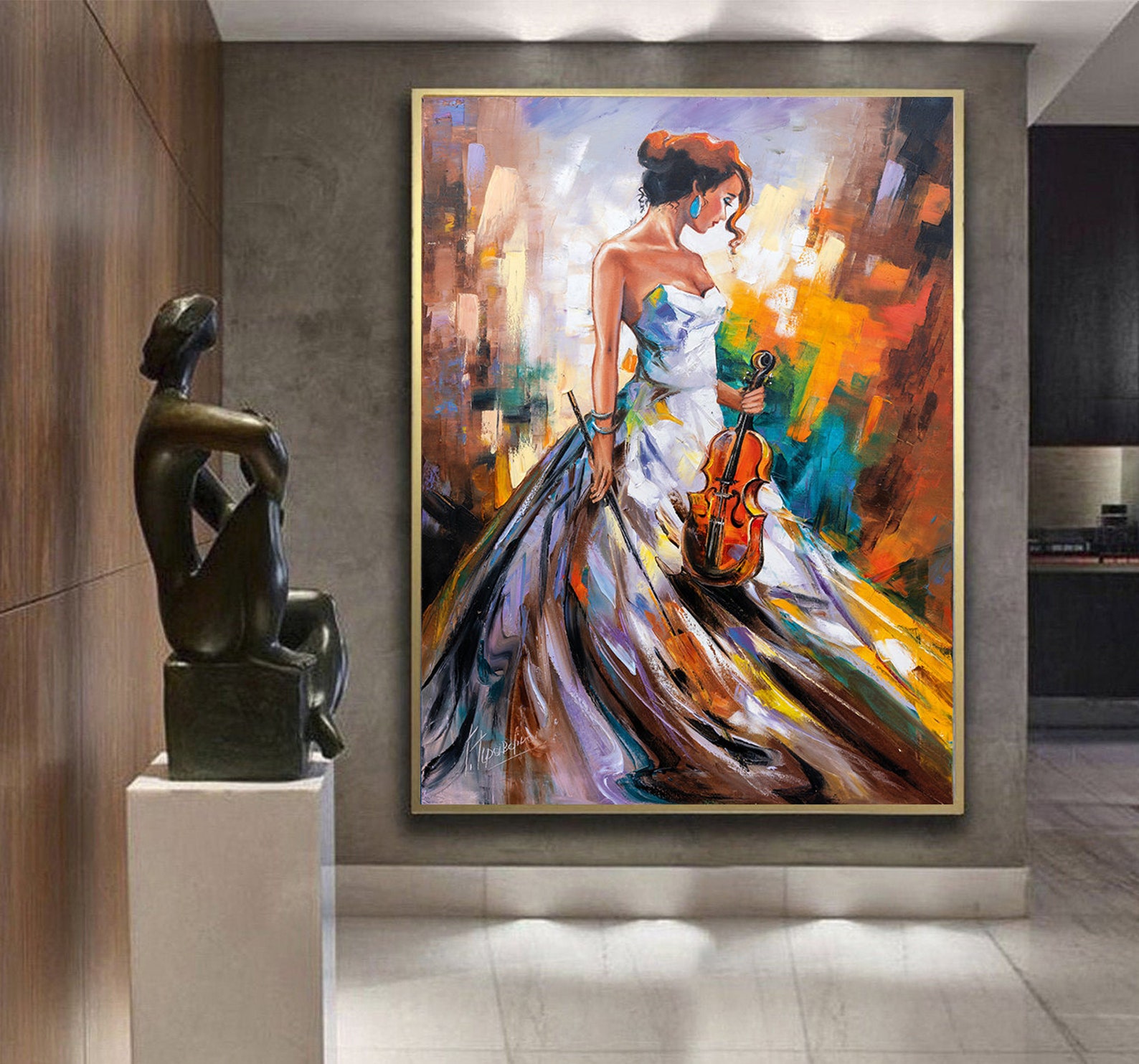 Abstract Girl Art Original Modern Art Prints Canvas Violin Decor ...
