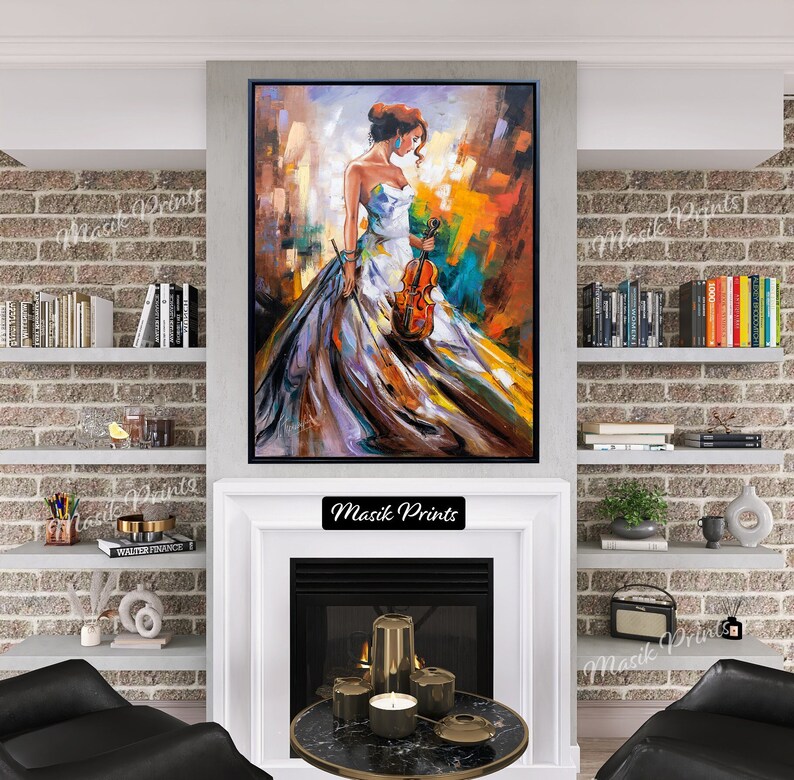 Abstract Girl Art Original Modern Art Prints Canvas Violin Decor ...