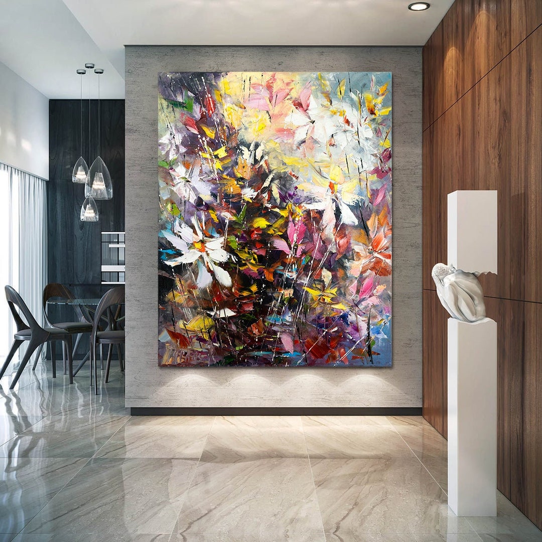 Large Flower Wall Art Abstract Print Floral Canvas Art Flower Market ...