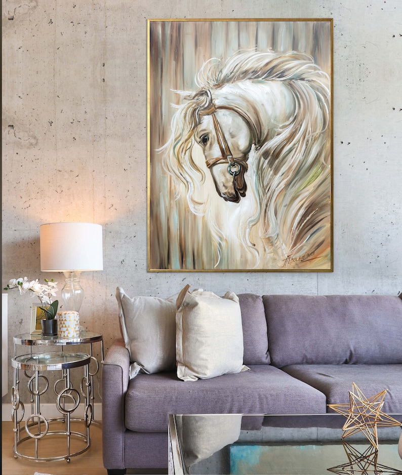 Large Horse Head Print Wild Horse Art Canvas Abstract Animal Print Art ...