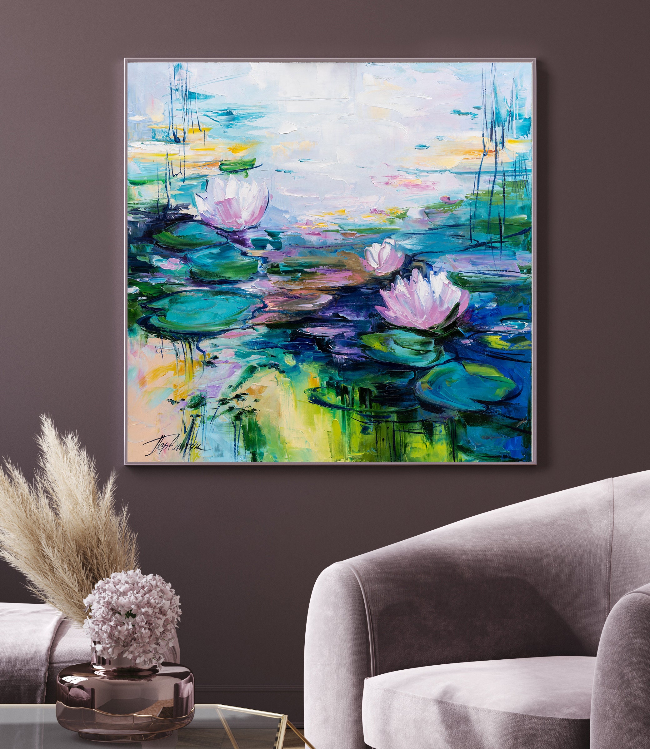 Claude Monet Art Print Canvas Lotus Flower Wall Art Water Lily Art ...