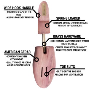 FootFitter Premium Aromatic American Cedar Shoe Trees for Men, Full Toe Block, Increased Support, Easy Removal, Dress & Sneaker Shoe Shaper image 3