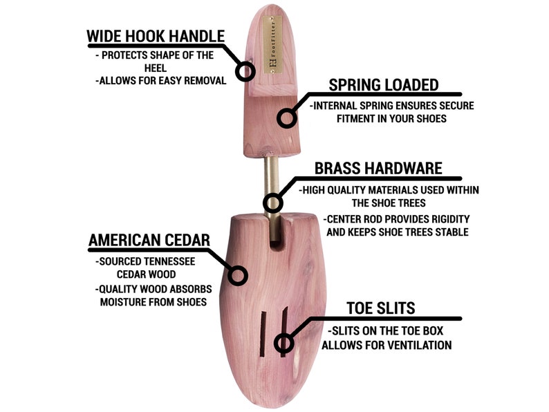 FootFitter Premium Aromatic American Cedar Shoe Trees for Men, Full Toe Block, Increased Support, Easy Removal, Dress & Sneaker Shoe Shaper image 3