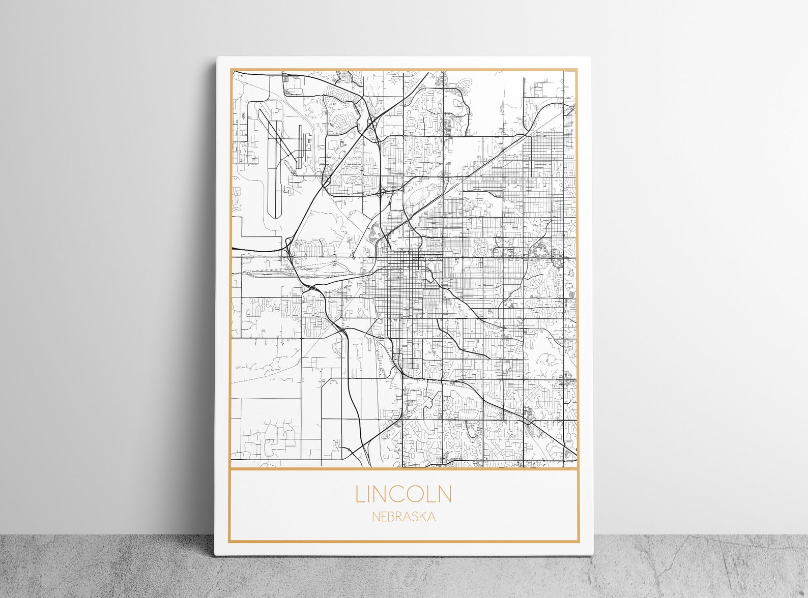 LINCOLN NE Canvas Print City Street Map of Lincoln Lincoln | Etsy