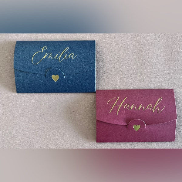 Personalized envelopes with name & heart | Gift envelope | Gift wrapping| Gold look | handwritten | Hand lettering