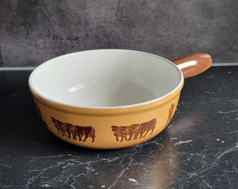 Service à fondue Staub vintage en fonte émaillée rouge