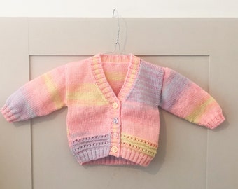 6-12 Months/ Pink Handknitted Children’s Cardigan