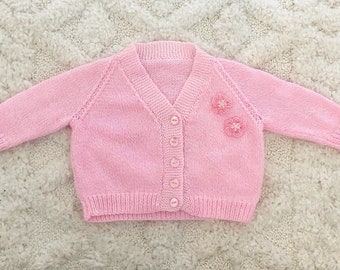 1-2 Years / Personalised Pink Handknitted Children’s Cardigan
