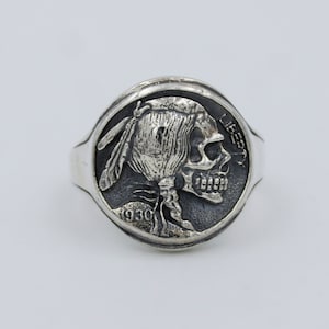 Bague tête de mort en argent sterling - Bijoux tête de mort en argent 925 - Bague squelette - Bijoux tête de mort
