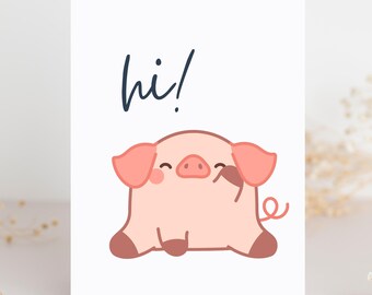 Pig Notecards - Handmade Blank Cards with Pink Envelopes