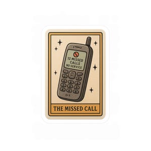 Adesivo de tarô The Missed Call, adesivo de vinil vintage para celular flip, presente engraçado de carta de tarô nostálgica para diário, laptop ou garrafa d'água