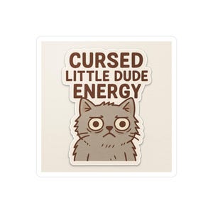 Cursed Little Dude Cat Sticker, Funny Meme Cat Vinyl Sticker, Weird Cute Animal Sticker for Laptop, Water Bottle, or Gift