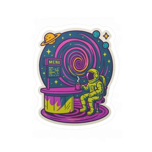 Pegatina de portal cósmico de astronauta psicodélico - Vinilo de galaxia psicodélica