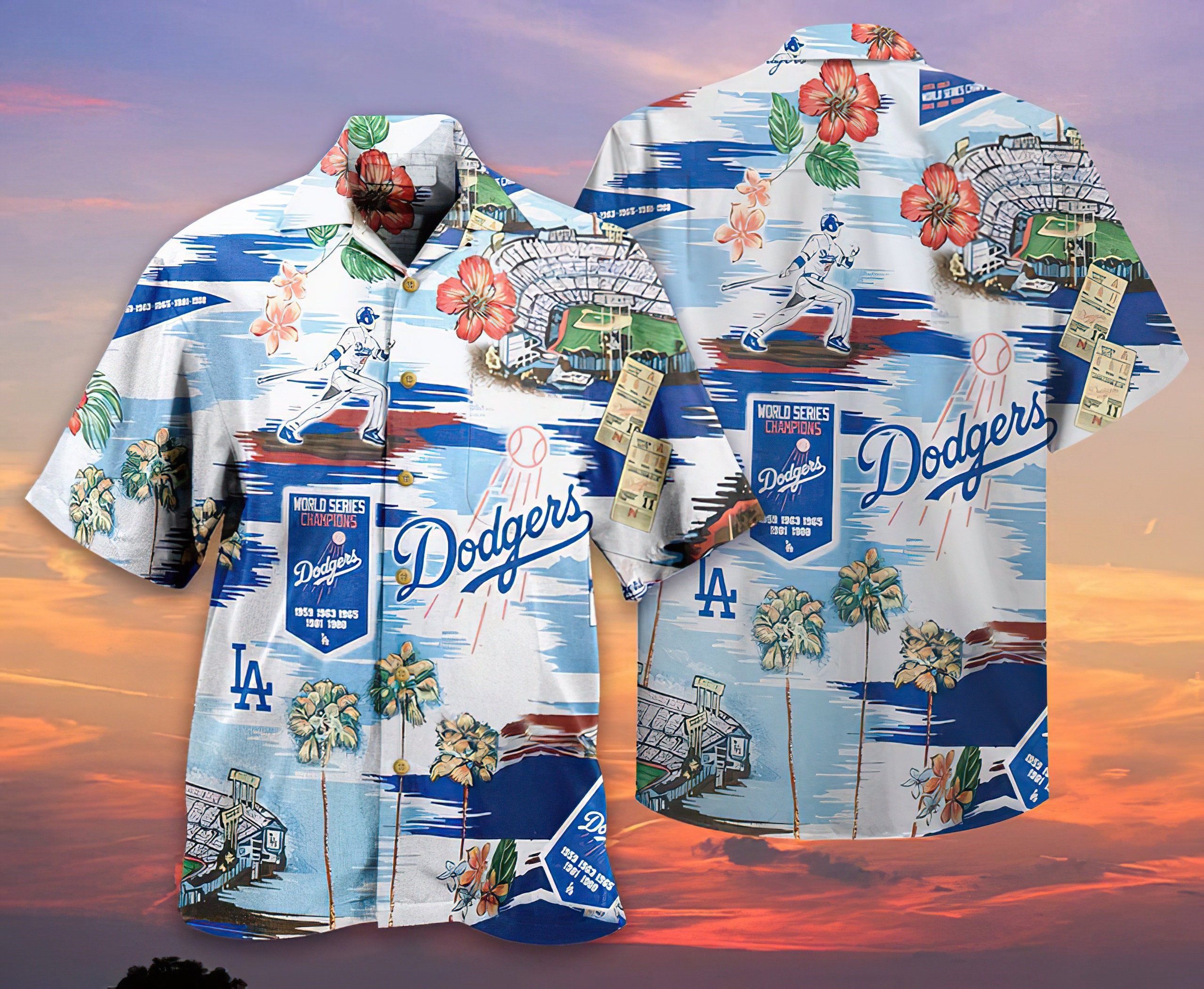 MLB Los Angeles Dodgers Summer Hawaiian Shirt Team Hawaiian Etsy