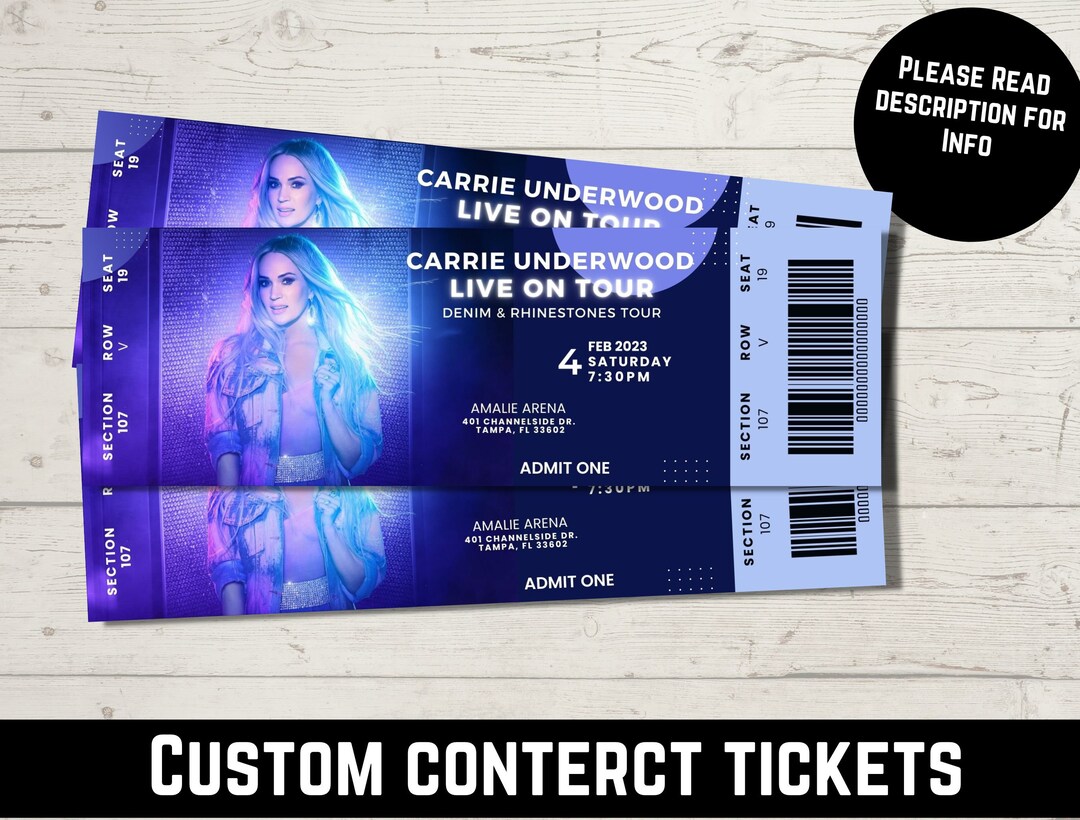 Custom Carrie Underwood Ticket Carrie Underwood Fake Ticket Etsy