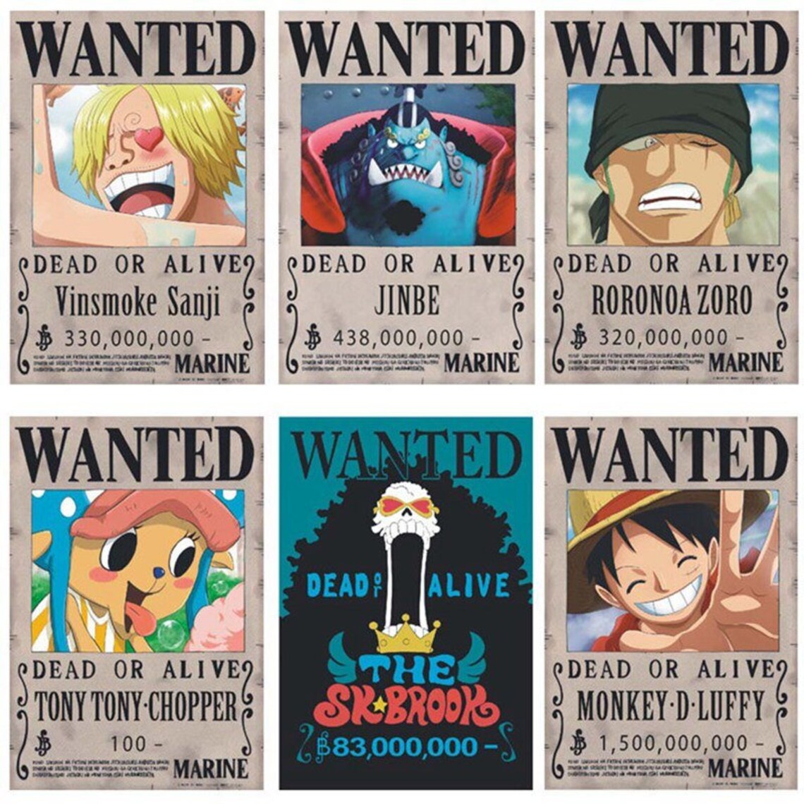 24 One Piece Anime Straw Hat Pirates Wanted Posters Etsy
