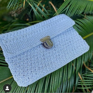 Light blue clutch Envelope handbag Crochet clutch bag Small summer purse for women