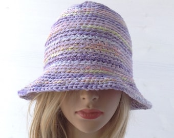 Pastel bucket hat Striped crochet summer panama for women Trendy knit fashion accessories 2023