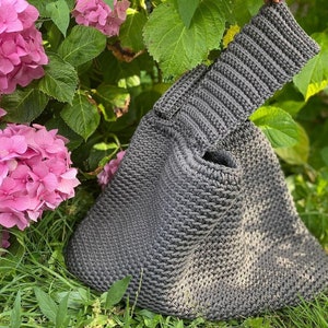 Knot handle bag Japanese knot bag Crochet wristlet purse Handmade Mother&#39;s day gift for women