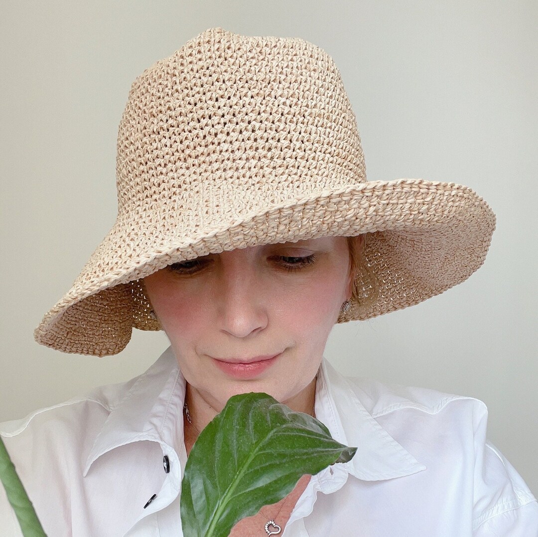 Wide Brim Raffia Hat Floppy Bucket Hat Crochet Sun Panama for Women Etsy