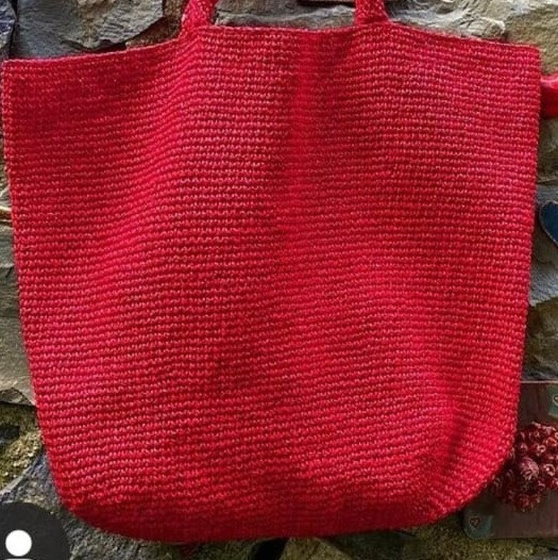 Bright colored tote bag Crochet shopper Raffia market tote handbag red