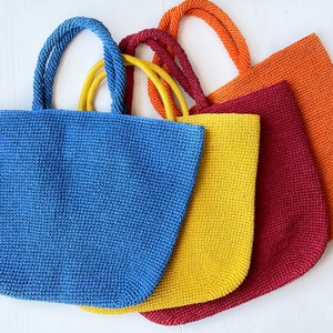 Colorful raffia bag Crochet beach bag Tote shoulder bag for summer