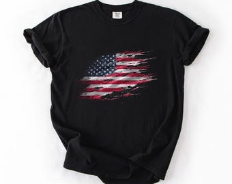 Distressed American Flag T-Shirt, USA Patriotic Shirt