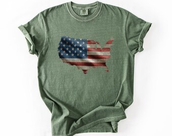 USA Flag Map T-Shirt, Patriotic American Shirt