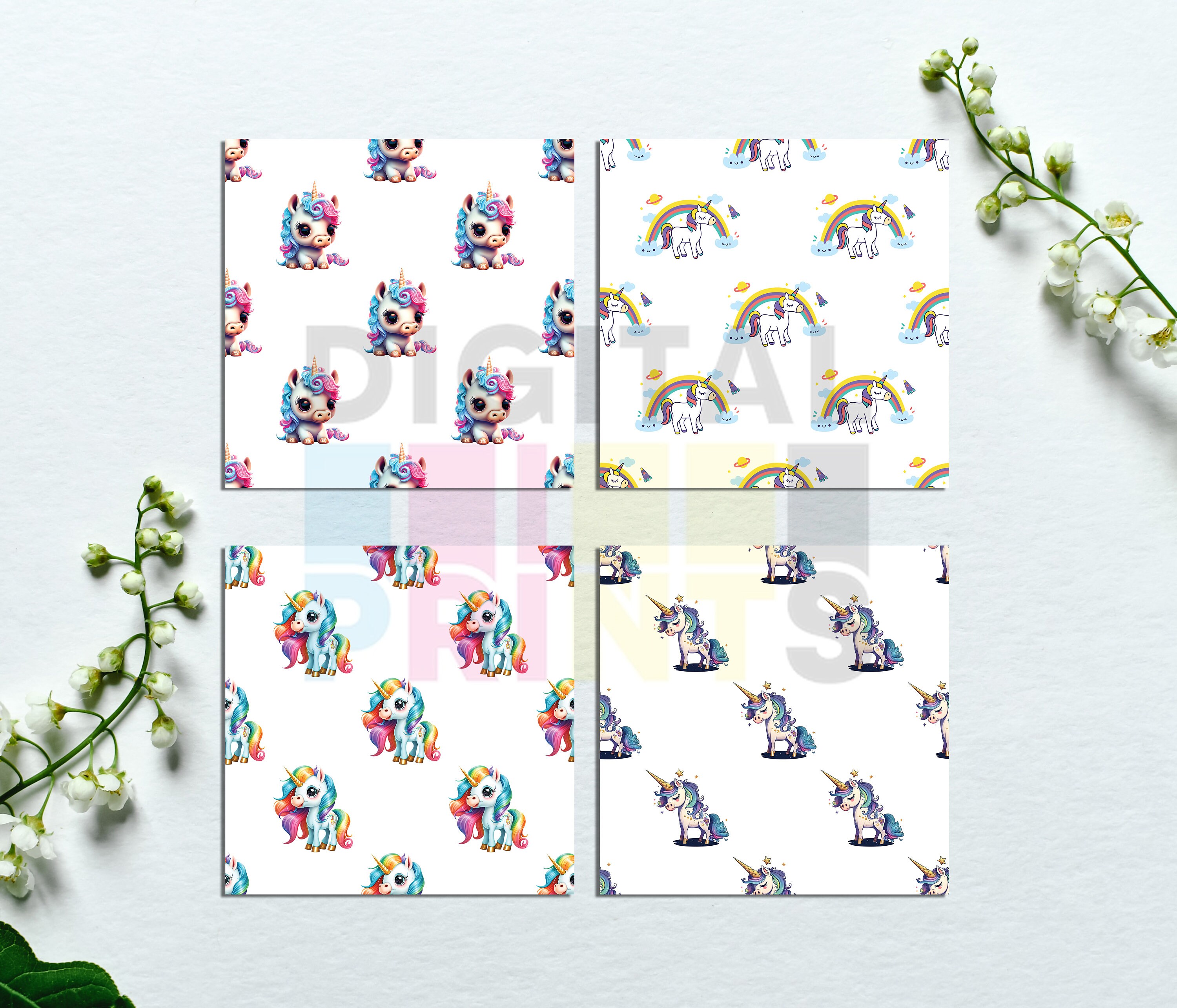 Cute Baby Unicorn Digital Paper Pack Unicorn Pattern - Etsy