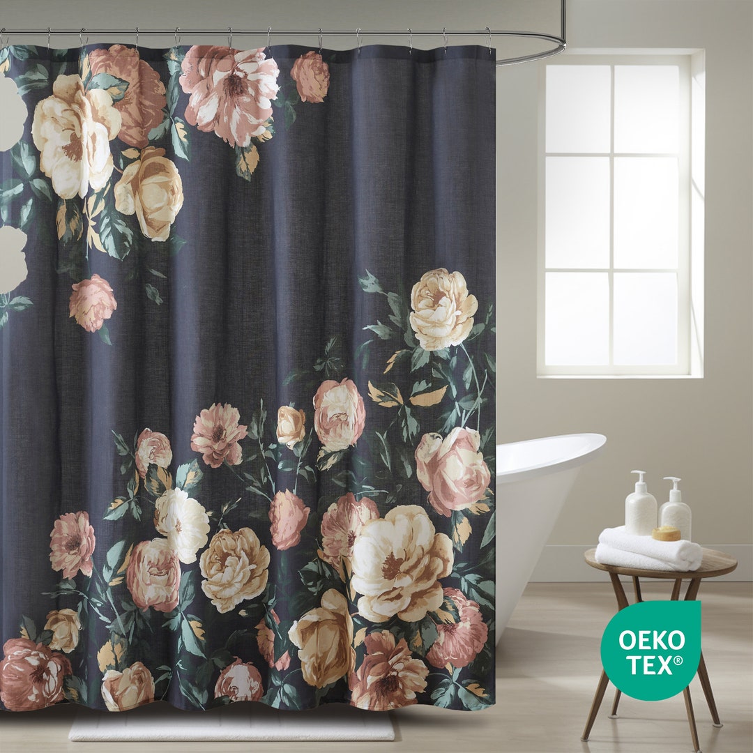 100 Cotton Vintage Floral Shower Curtain Botanical Bathroom Curtain