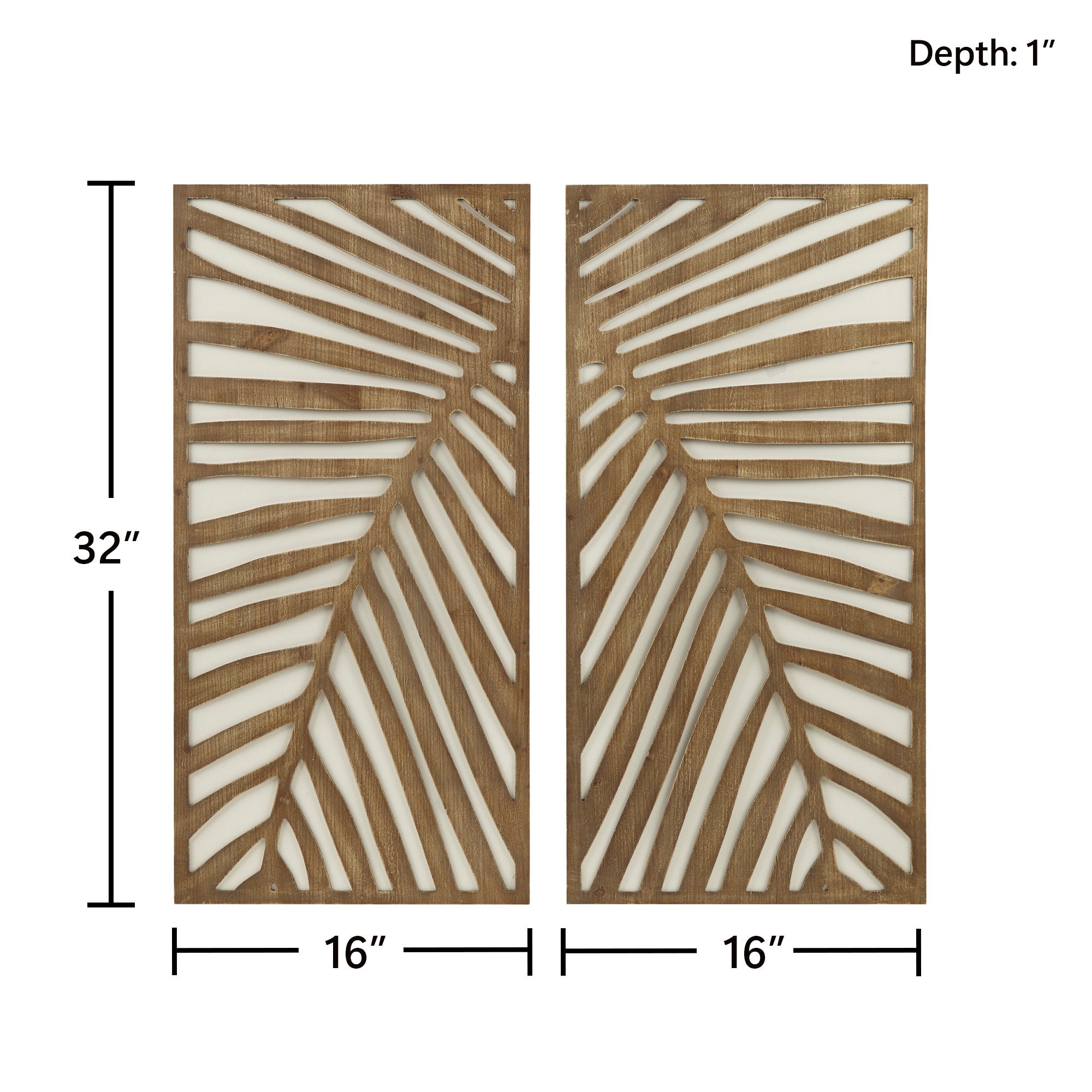 Carved Wood Wall Decor Living Room Décor Wall Art 2 Piece Set Botanical