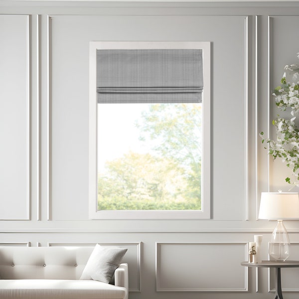 Cordless Basket Weave Roman Shade Room Darkening Window Treatment Heat Blocking Roman Blinds for Home Living Room Bedroom