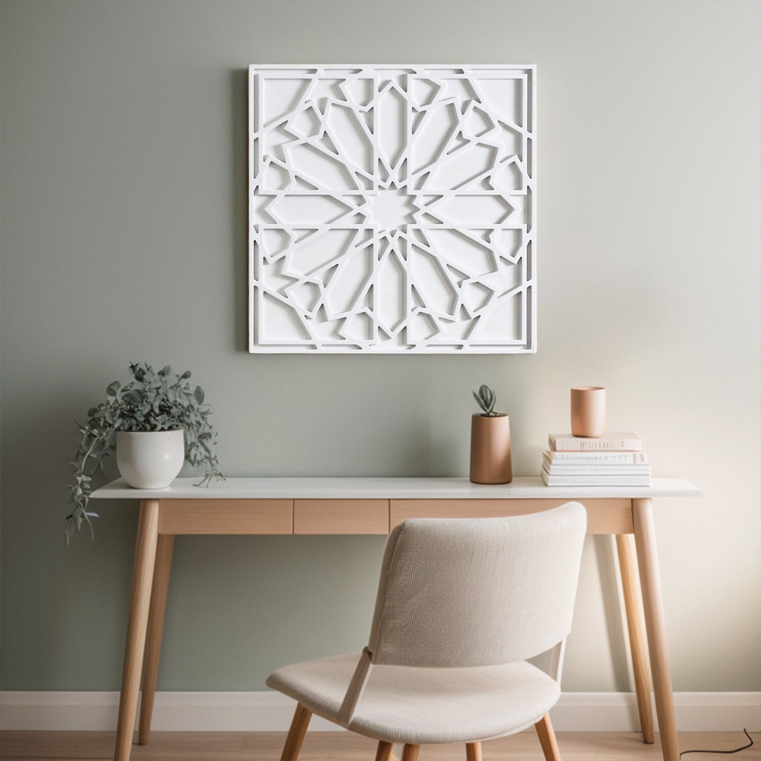 boho-wood-carved-square-wall-art-white-home-accent-modern-medallion