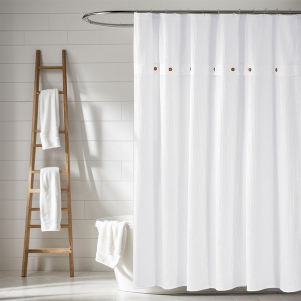 White Cotton Shower Curtain - Etsy