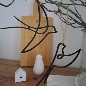 Frühlingsdeko Osterdeko Vögel schwarz Holz Nordisch Skandinavisch Singleline Modern Living Minimalistisch Bild 3