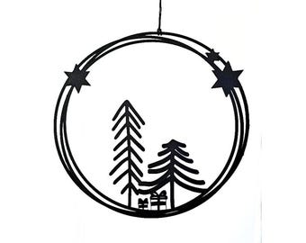 Filigree decorative ring Advent Scandinavian black Christmas Christmas tree door decoration window decoration wall decoration minimalist modern