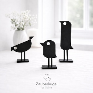 Minimalistisches 3er-Vogelset – skandinavische Frühlingsdeko schwarz puristisch modern DAS ORIGINAL