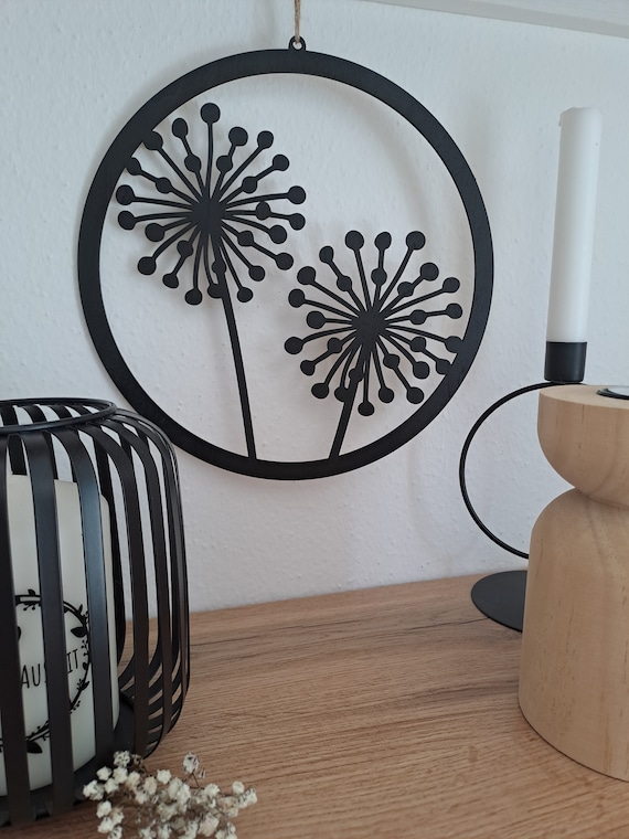 Dekoring Pusteblume Türdeko Fensterdeko Wanddeko. minimalistisch hygge schwarz skandi modern Türkranz