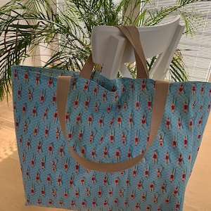 XXL Shopper Strandtasche Tasche Badetasche Einkaufstasche Beutel Stoffbeutel lange kurze Henkel handmade Schwimmtasche Sporttasche