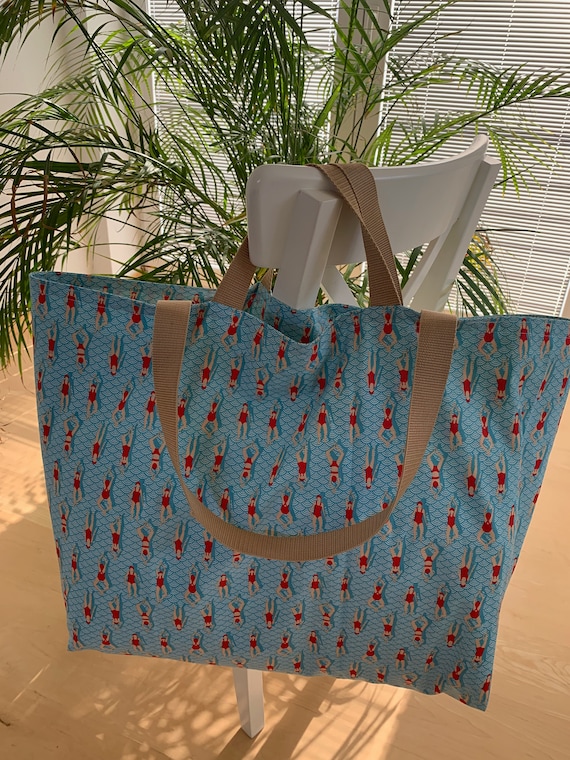 XXL Shopper Strandtasche Tasche Badetasche Einkaufstasche Beutel Stoffbeutel lange kurze Henkel handmade Schwimmtasche Sporttasche
