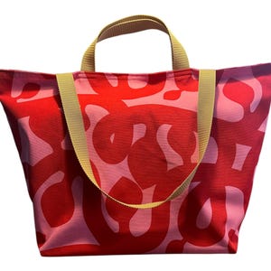 XXL Shopper Einkaufstasche Strandtasche Badetasche Markttasche Schultertasche Umhängetasche handmade rot rosa Sommer Sonne Strand Shopping