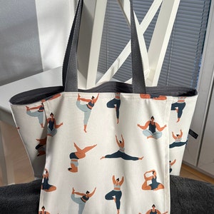 Yogatasche Strandtasche Tasche Einkaufstasche Beutel Stoffbeutel handmade Schwimmtasche Sporttasche Badetasche Stofftasche Yoga Sport Bild 1